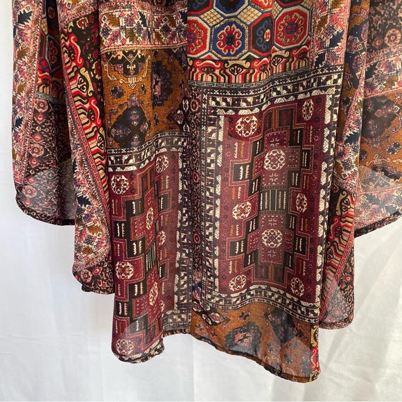 Miss Me High Low Skirt Burgundy Vintage Tapestry Pattern elastic Waistband S - Picture 10 of 10